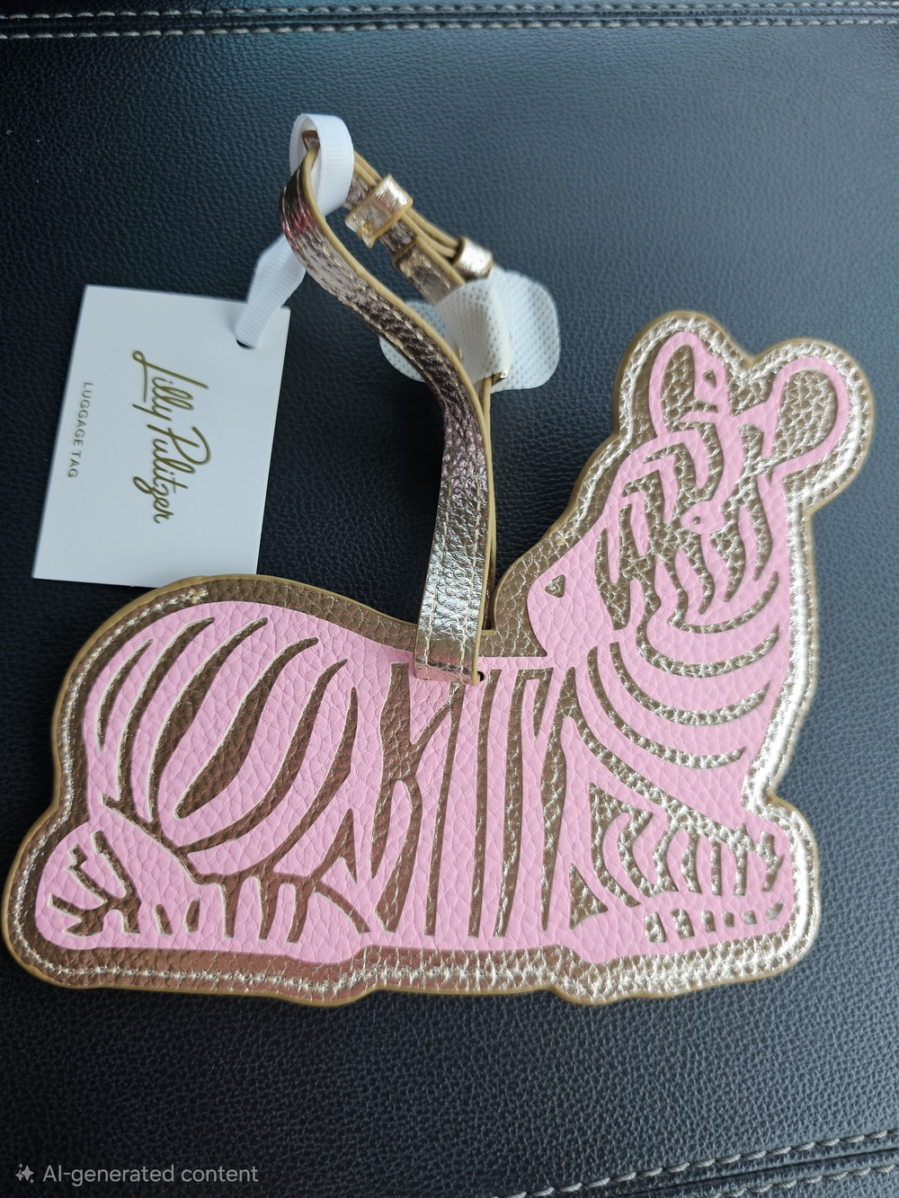 Lilly Pulitzer Pink and Gold Zebra Luggage Tag